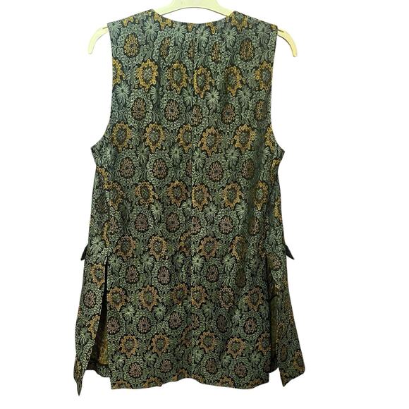 Zara Long Brocade Vest Small Open Front Floral Black Multi Boho Regencycore Glam - Picture 2 of 7